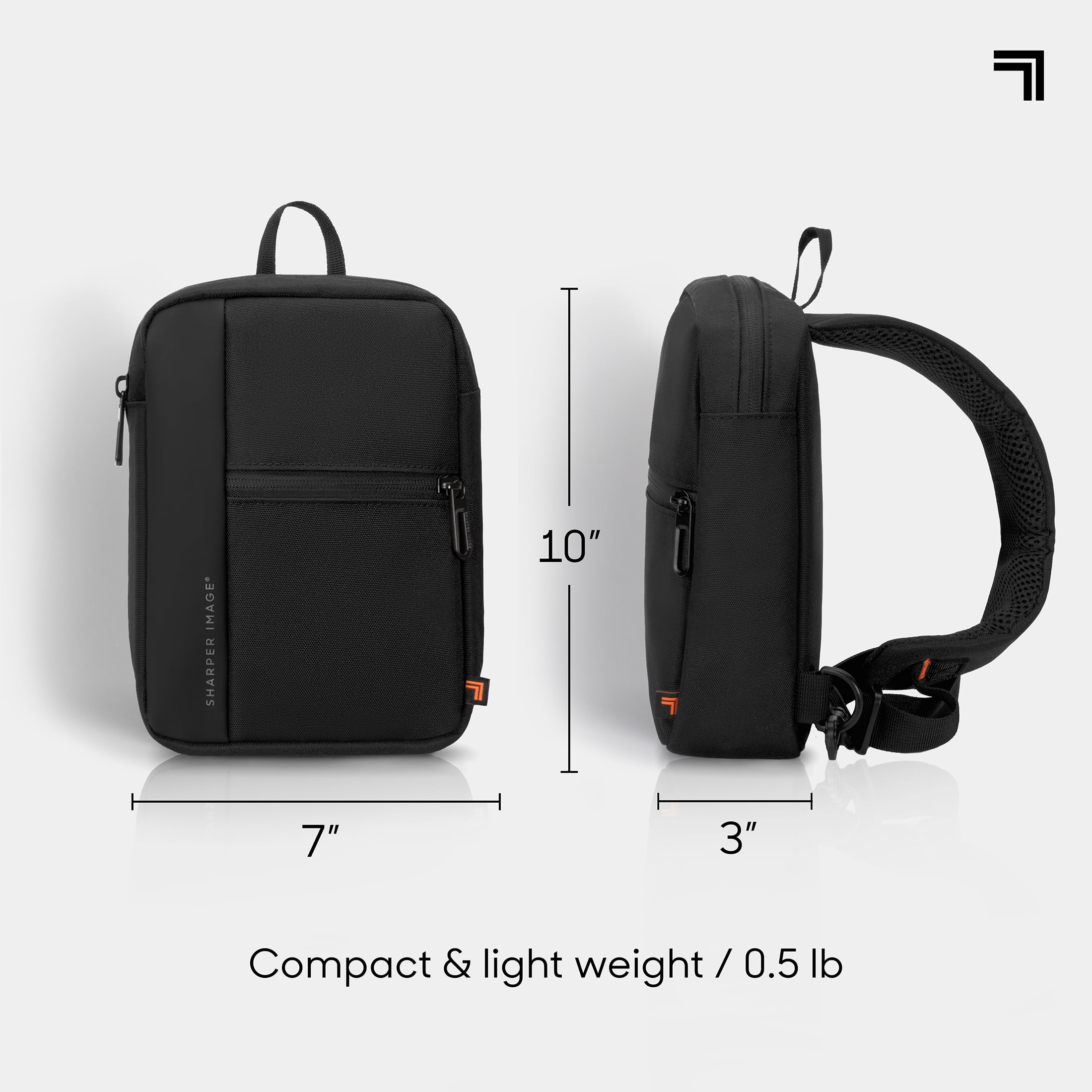Sharper Image Signature Crossbody Bag, Water Resistant Sling Backpack, Daypack Shoulder / Chest Bag for Travel, Hiking, Outdoor, Black