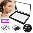 thumbnail image 2 of 100 Slots Jewelry Ring Display Organizer Tray Holder Earrings Storage Box Case, 2 of 7