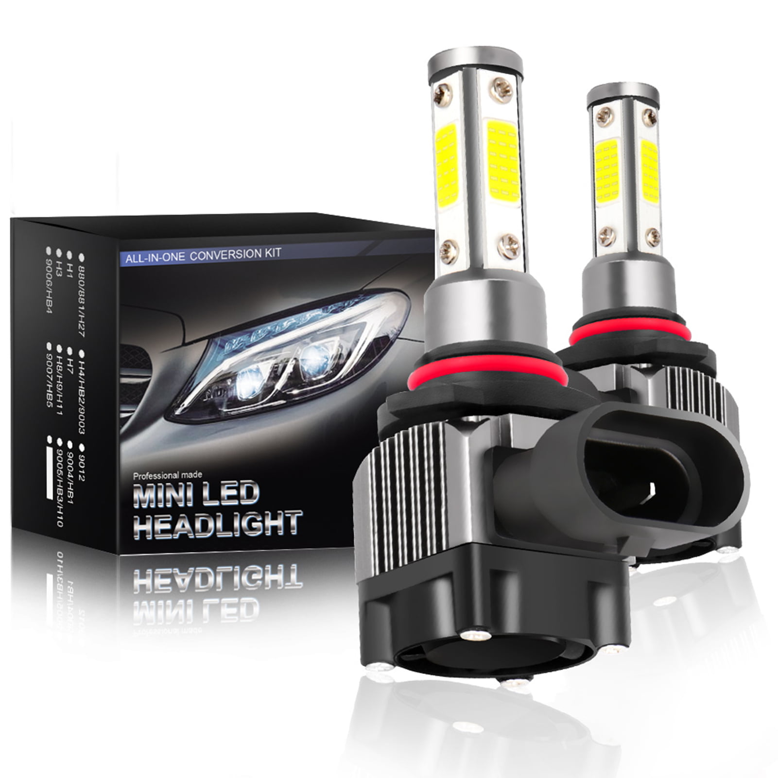 H11 H8 H9 LED Headlight Bulbs DOT Approved 6500K Cool White 100W 14000LM H11 H8 H9 Fog Light Bulb Conversion Kit 360 Degree,IP68 Waterproof,Pack of 2 