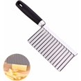 thumbnail image 1 of Cuchillo corrugado, cortador de papas fritas de acero inoxidable, cuchillo rebanador de papas para papas fritas, vegetales, zanahorias, cebollas, pepinos, 1 of 5