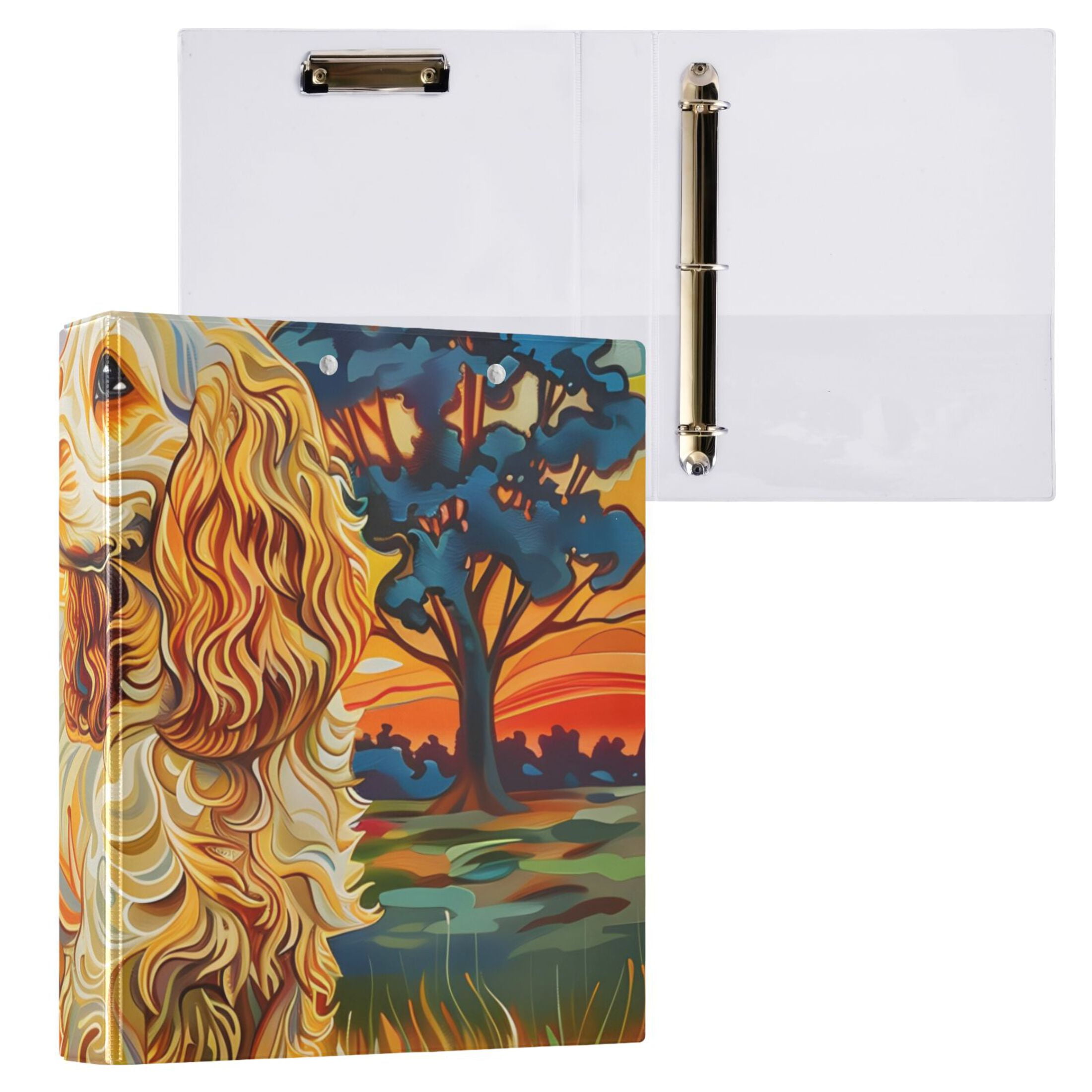 Lovely Dog 3 Ring Binders 1.5 inch Hardcover File Folders with Interior Pockets A4 Size Organizer for School Office Hospital