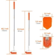 JEHONN Shower Scrubber Tub and Tile Cleaning Brush with Long Handle (Orange)