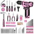 thumbnail image 2 of Juego de herramientas DEKOPRO, taladro inalámbrico rosa de 12 V para reparación del hogar para mujeres, 2 of 7
