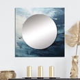 thumbnail image 1 of Designart "Simplistic Ebony And Azure Wave Design" coastal Blue Large Square Mirror - Square Bedroom Mirror Printed Wall Decor - Coastal Square Printed Wall Mirror Art, 1 of 5