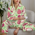 thumbnail image 6 of Pajama Sets for Women 2 Pcs, Dragon Fruit 1 Button Down Long Sleeve Sleepwear Lounge PJ Sets, 6 of 6