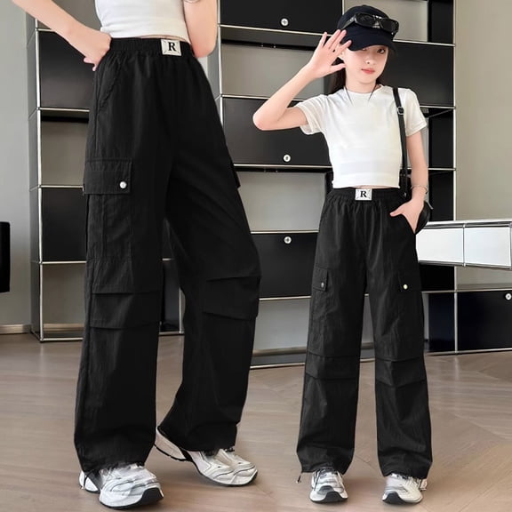 Trendy Girls Cargo Pants with Pockets for Stylish Streetwear for Ages 4 to 14 Versatile and Comfortable Pants for Everyday Wear