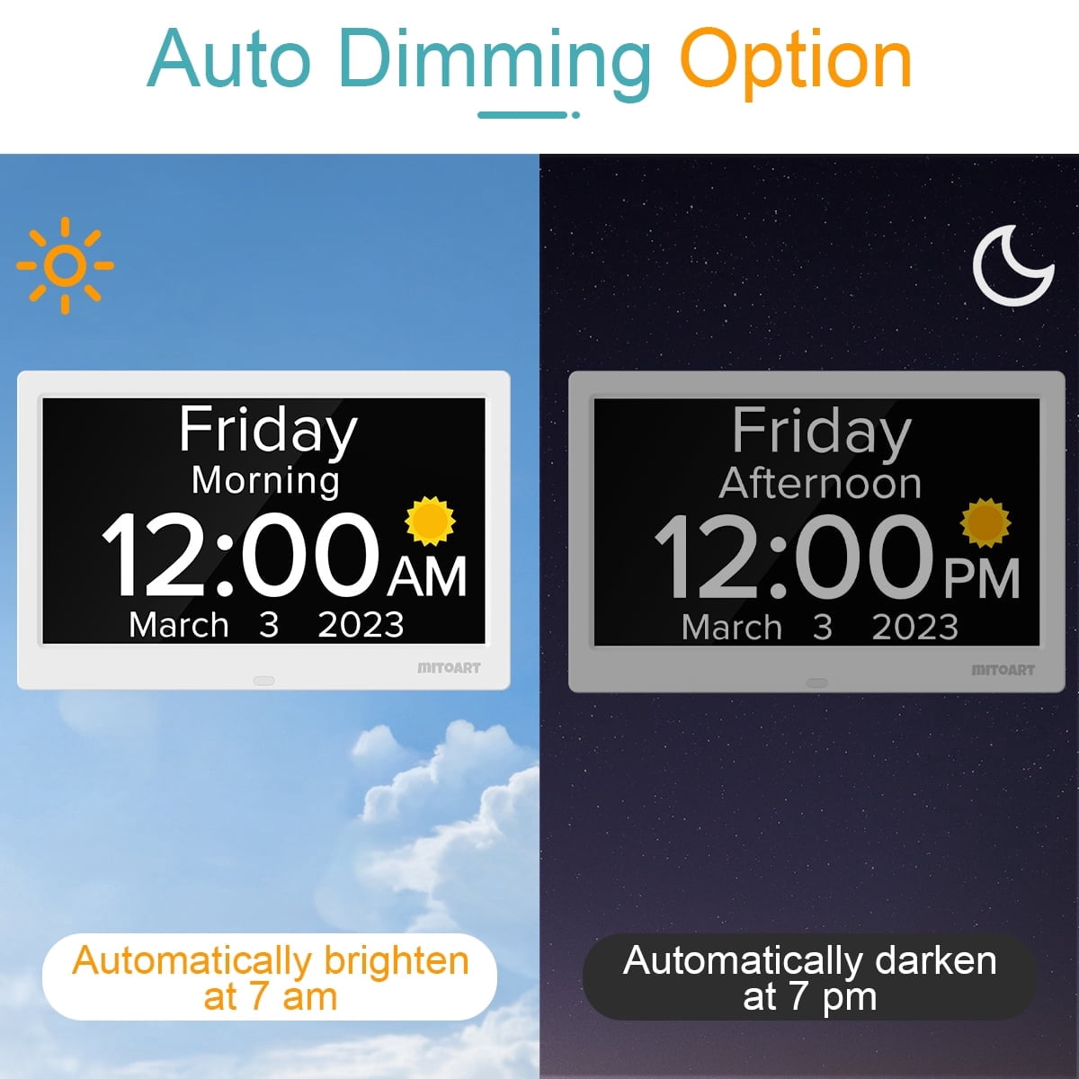 SPACWIS Digital Alarm Clock with Date and Day for Dementia Seniors, Large HD Screen