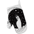 thumbnail image 2 of Polyester Insulation Kitchen Oven Mitts Potholder Apron 3Pcs Set The Cat On The Moon Non Slip Heat Resistant Gloves for Baking Cooking BBQ, 2 of 7