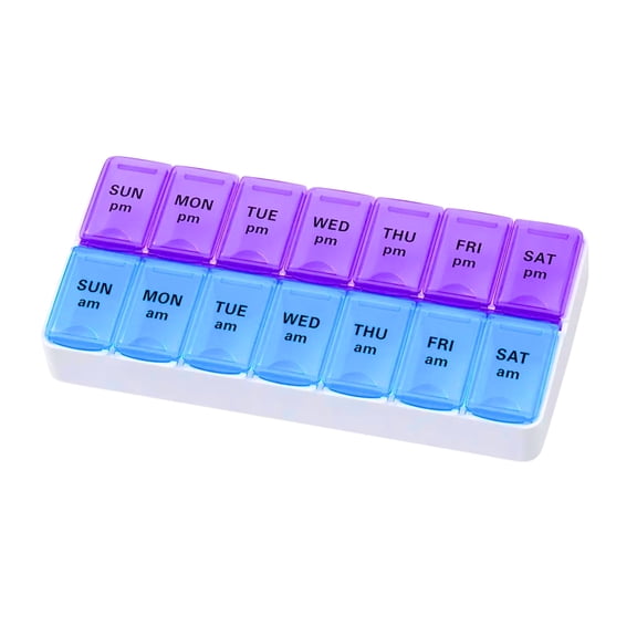 Dashco 7 Day AM/PM Weekly Pill Organizer, Blue & Purple