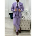 thumbnail image 5 of GENT WITH Men’s Light Purple 3 Piece Slim Fit Suit, Italian Designed Coat Pants, Wedding Groom Party Wear Suit, 5 of 6
