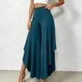thumbnail image 7 of Karymi Shorts for Women High Waist Ruffle Layered Flowy Wide Leg Pants, Solid Elastic Waist Asymmetrical Hem Palazzo Trousers, Elegant Party Vacation Wide Leg Pants Woman, 7 of 7