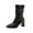Black, variant on Coffee Winter Womens Casual Mid Calf Boots Pointed Toe Back Zipper Chunky High Heel Pleated Slouch Comfortable Booties