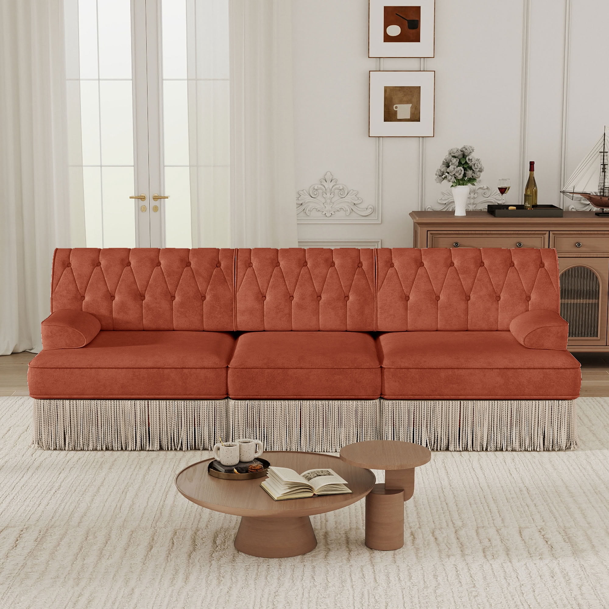 MAYEERTY 3-Seater Chesterfield Modular Sofa, Free Combination Pet Friendly Couch, Solid Wood Base for Living Room Bedroom Rest Area