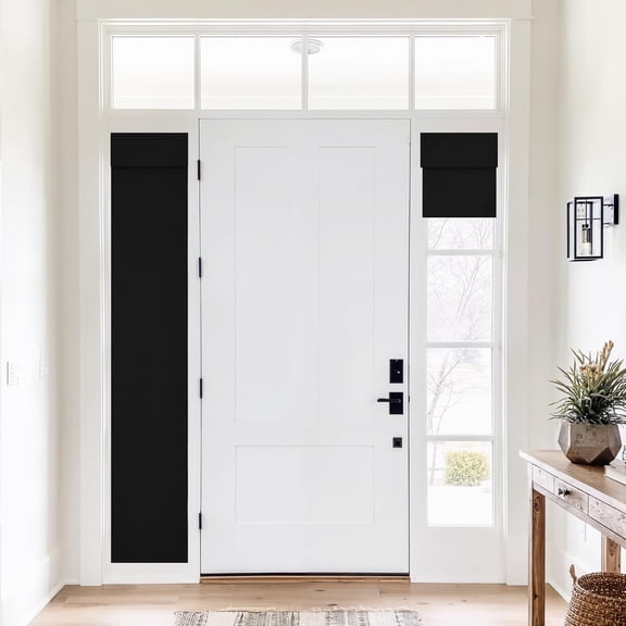 LKYUHGS-Sidelight Curtains for Front Door, Blackout Classroom Door Window Shade, Privacy Self Adhesive French Window Covering Thermal Insulate Blinds, 12 x 72 inches Long, Black, 1 Panel