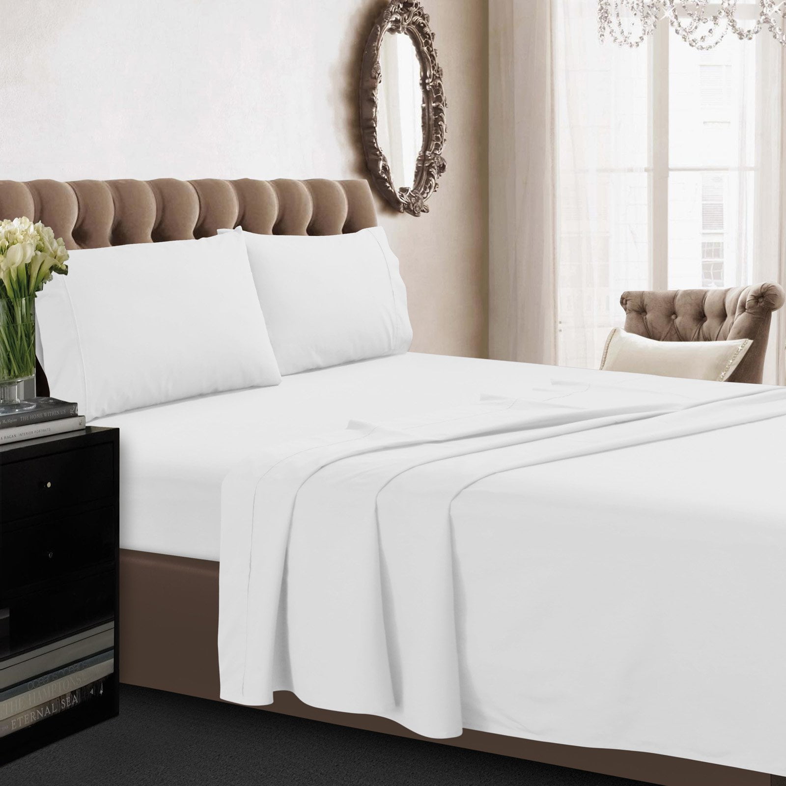 Tribeca Living 350TC Egyptian Cotton Percale 4-Piece Sheet Set ...