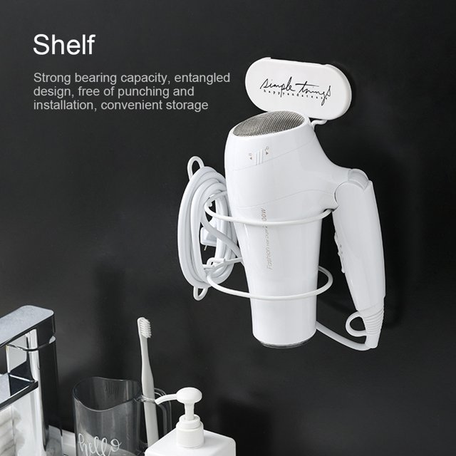 Soporte autoadhesivo para secador de pelo, estante para secador de pelo de hierro forjado para baño