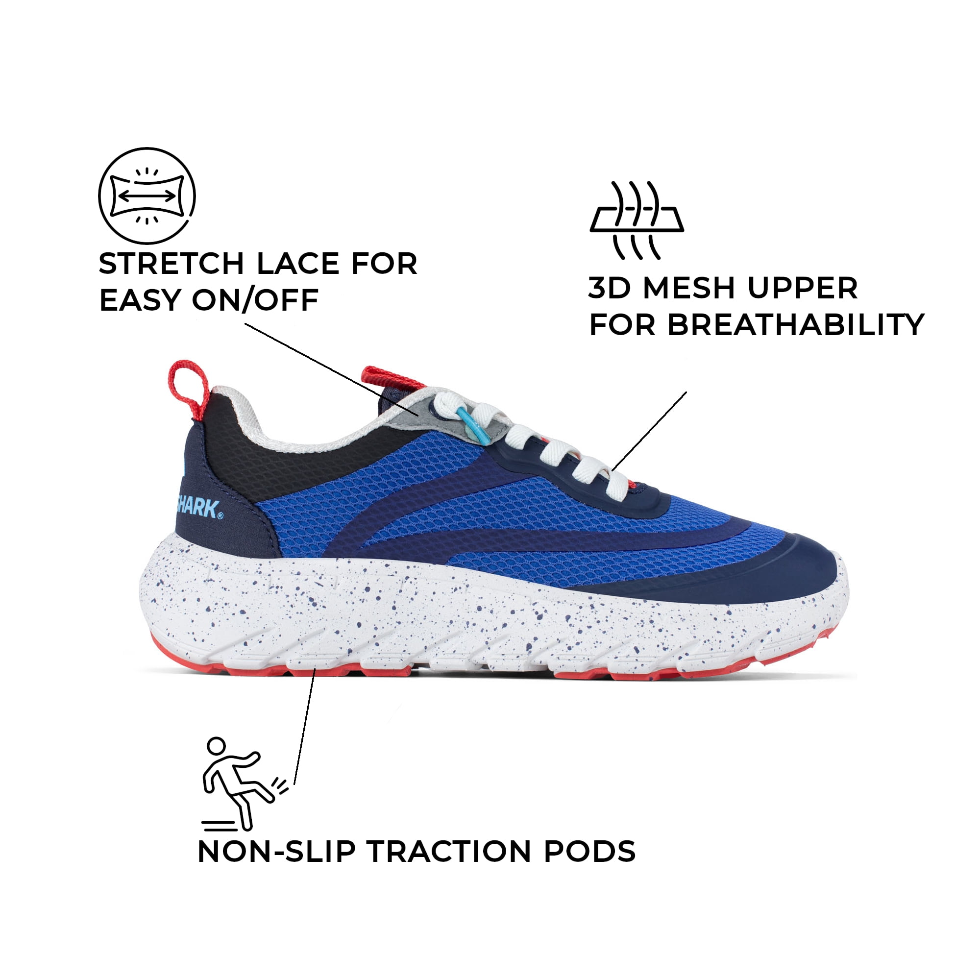 Rugged Shark Kids Trek Sneakers - Walmart.com
