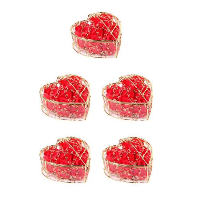 Toystoory Caja de regalo de flores de jabón rosa, cesta de hierro chapada en oro, 6 rosas artificiales, regalo de boda creativo para el Día de San Type1 NO1 Toystoory CBP062536