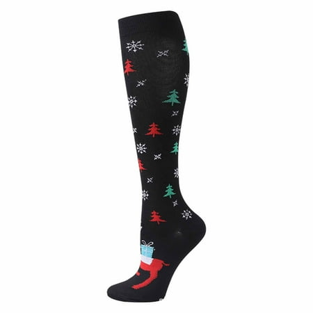 

4 pair Christmas Printed Calf Socks Long Tube Knee Socks Color Random