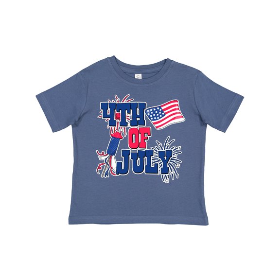 Inktastic 4th of July with Fireworks American Flag and Rocket Boys or Girls Toddler T-Shirt