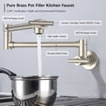thumbnail image 3 of Pot Filler Faucet, Wall Mount Brass Pot Filler Folding Faucet Over Stove, Kitchen Pot Faucet with Brushed Nickel Double Joint Swing Arms, Folding Stretchable Kitchen Faucet w/ Single Hole 2 Handles, 3 of 7