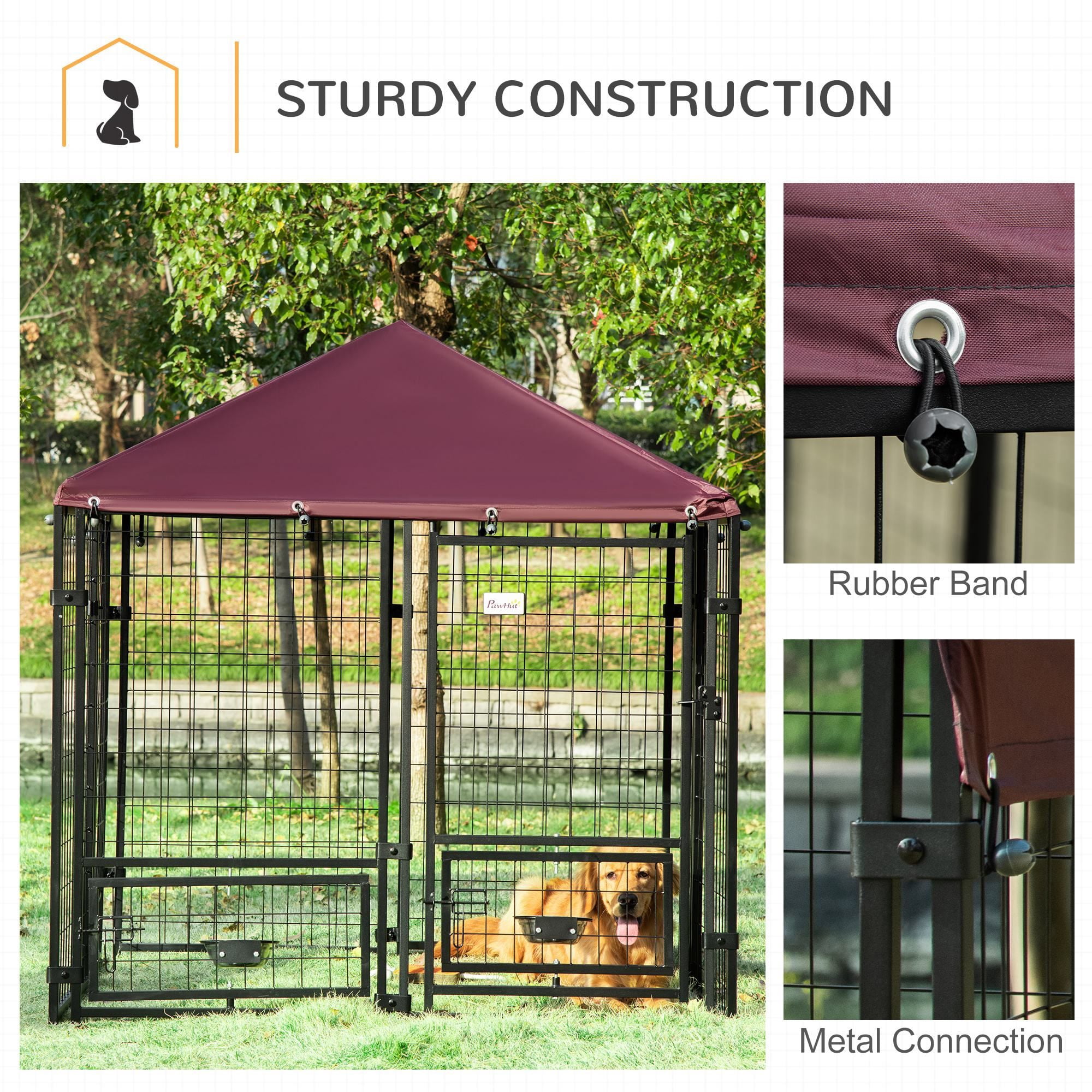 Dranite  5x5 ft Outdoor Dog Kennel, Heavy Duty Wire Metal Pet Playpen with Steel Frame