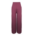 thumbnail image 4 of RPVATI Women High Waist Casual Pants Elastic Wide Leg Summer Beach Palazzo Trousers with Pockets Lightweight Comfy Wine S, 4 of 5
