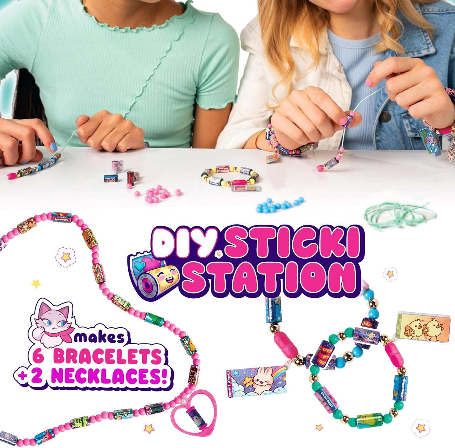 Sticki Rolls Sticki Station Set (320 Stickers Inside, Wearable, Shareable Sticker Jewelry!)