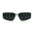 thumbnail image 4 of 90s Styling Retro Fashion Wrap Around Metal Rim Rectangular Sunglasses Silver White - Black, 4 of 8