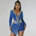 thumbnail image 5 of CHUOU Women Bodycon Rhinestone Jumpsuits Short Pants Club Party Rompers, 5 of 5