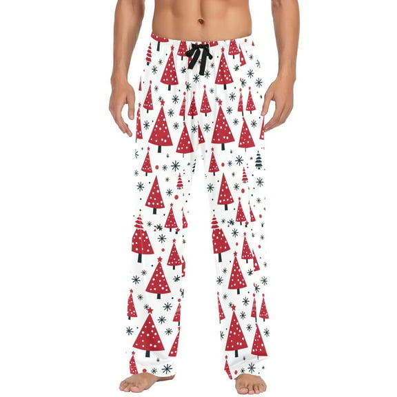 joogoo Men's Pajama Pants Christmas Trees Cotton Long Sleepwear Lounge Pants L