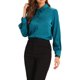 thumbnail image 4 of Blusa de satén INSPIRE CHIC para mujeres con mangas largas abullonadas para trabajo, 4 of 6