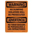 thumbnail image 1 of SignMission OS-WS-A-1824-L-12702 18 x 24 in. OSHA Warning Sign - No Dumping Violators Prosecuted Bilingual, 1 of 1