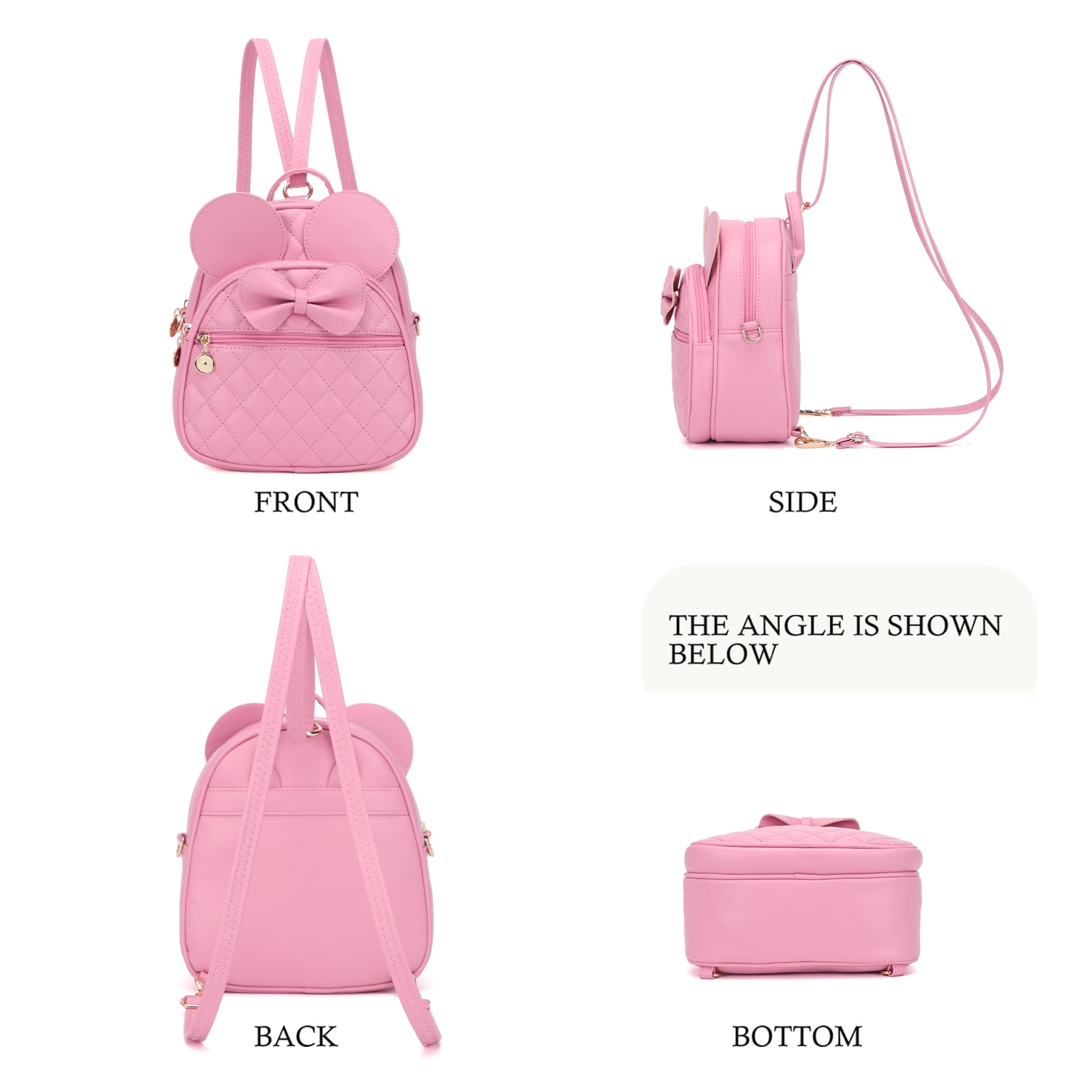 Mini Backpack Bowknot Polka Dot Daypack Convertible Shoulder Bag Purse Faux KL928 Bowknot Polka Dot Cute Mini Backpack Small Daypacks  main image 3