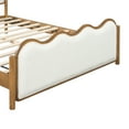 thumbnail image 6 of Christopher Knight Home Queen Size Boucle Upholstered Bed Frame with Wavy Curved Headboard, Solid Wood, Ivory+Walnut, 6 of 12