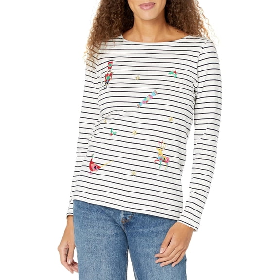 Joules Women's Long Sleeve Jersey Top (Xmas Crackers, US 4)