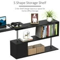 thumbnail image 5 of HomCom 55" 360° Rotating Corner Computer Desk Modern L-Shaped Home Office Workstation with 3-Tier Storage Shelves, Bookshelf, Black, 5 of 8