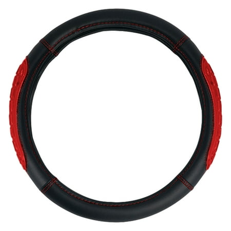 Ultra Grip Silicone & Faux Leather Steering Wheel Cover Fits 14.5 - 15.5