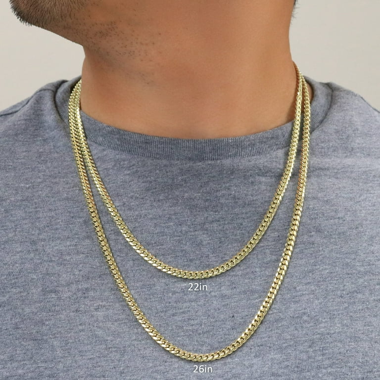 Nuragold 14k Solid Yellow Gold 5mm Miami Cuban Link Chain, Mens