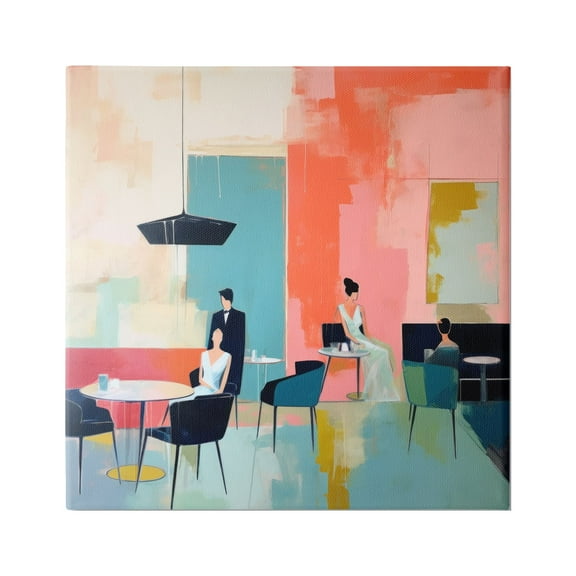 Stupell Industries Abstract Restaurant View Abstract Painting Gallery Wrapped Canvas Art Print Wall Art, 17 x 17