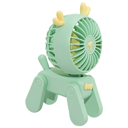 

Mini Desktop Decoration Fans Cute Pet Deer Rechargeable USB Small Electric Fan Student Dormitory Decoration Fan Green