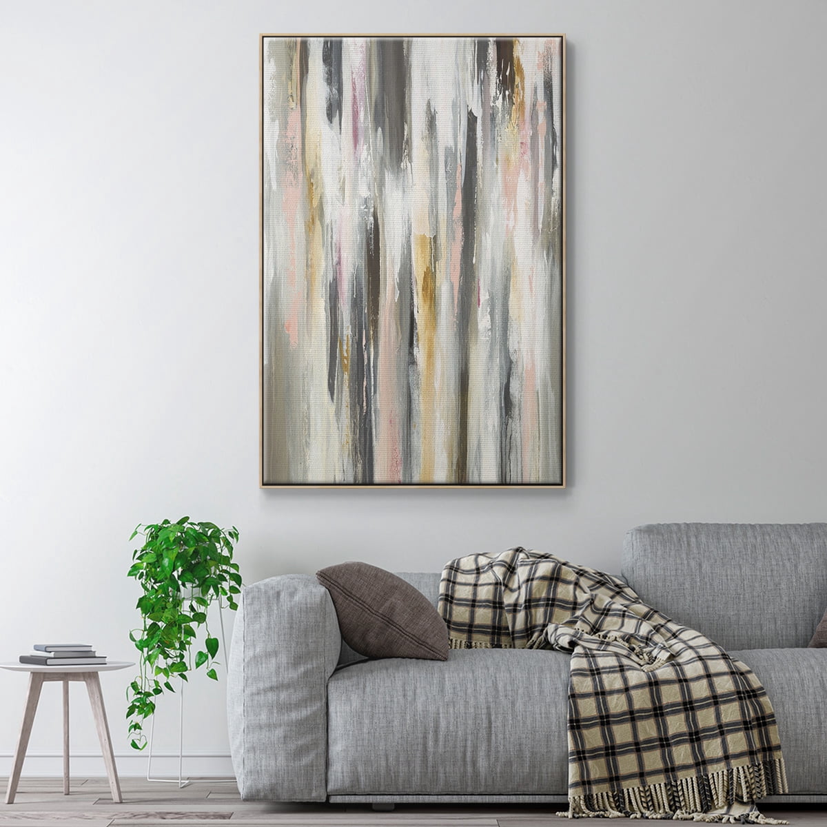 Color Ripple II Framed Premium Gallery Wrapped Canvas - Ready to Hang - 17 x 25 - Natural Wood Floating Frame