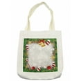 thumbnail image 1 of Christmas Tote Bag, Xmas Eve Carol Theme Frame Pine Spikes Candy Jingle Hand Bells and Ribbon Image, Cloth Linen Reusable Bag for Shopping Books Beach and More, 16.5" X 14", Cream, by Ambesonne, 1 of 2