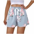 thumbnail image 5 of FAZVAOO Pajama Shorts for Women,Floral Printed Drawstring Elastic Waist Sleep Shorts,7"Inseam, 5 of 5