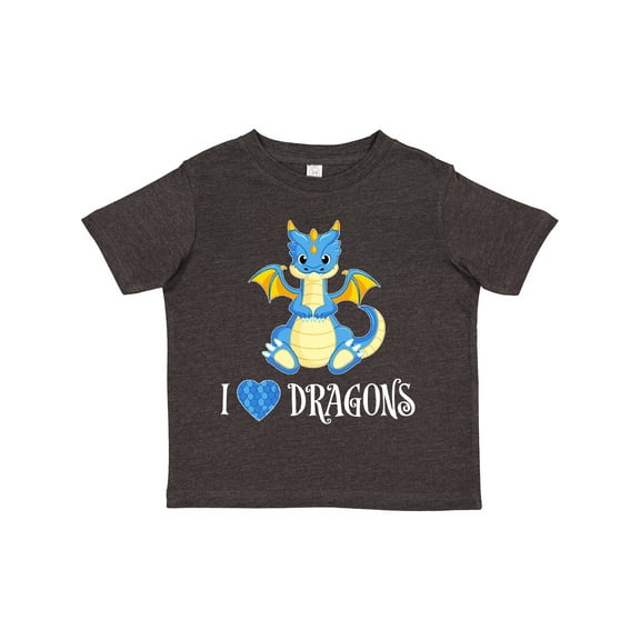 Inktastic I Love Dragons with Cute Blue Dragon Boys or Girls Toddler T-Shirt