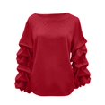 thumbnail image 6 of Women's Irregular Sleeve Sweatshirt, Fashion Oversized Pullover, Casual Loose Fit Crewneck Top, Drop Shoulder Long Sleeve Blouse, Trendy Streetwear Sweater for Women Red XL, 6 of 7