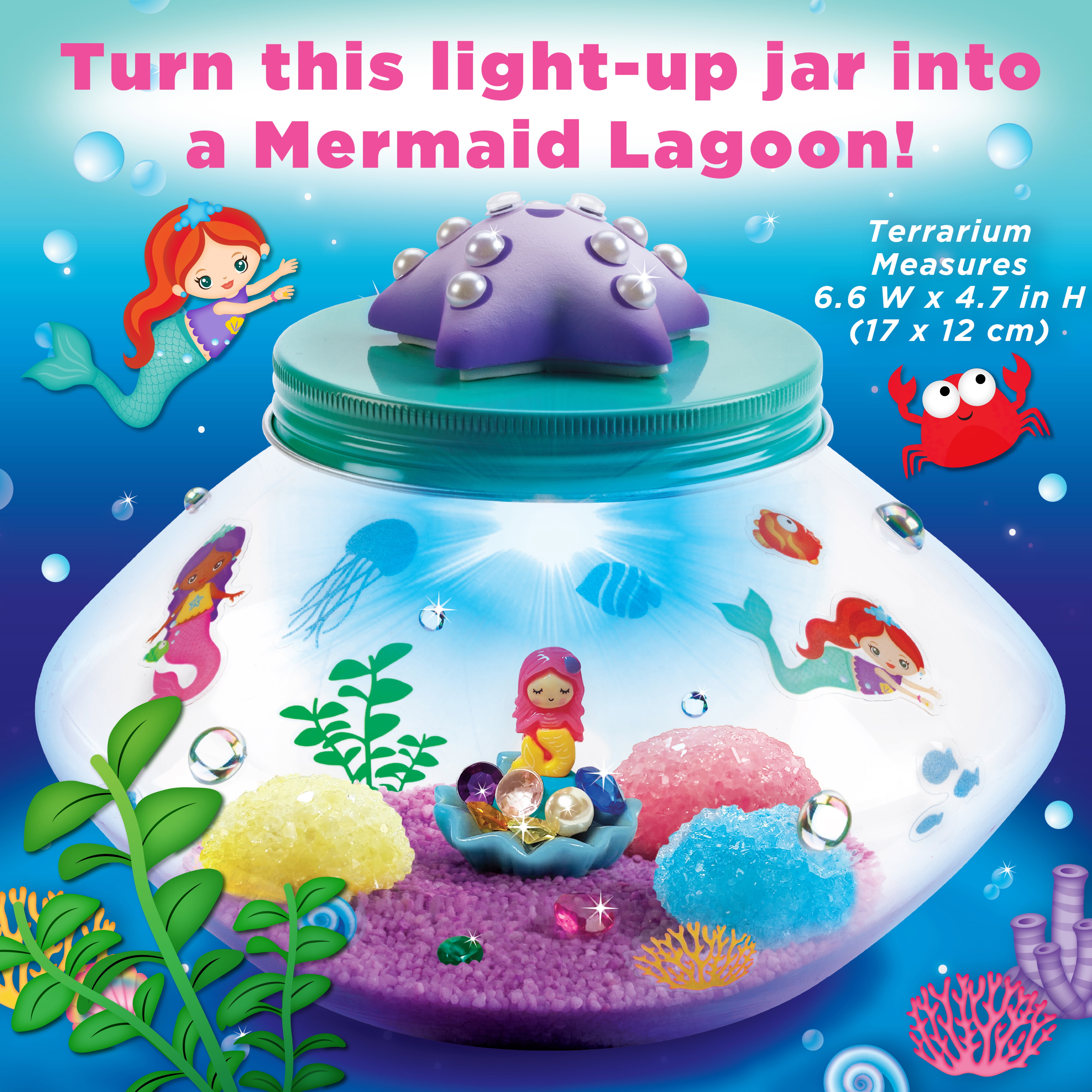 Mermaid Light Up Terrarium Kit for Kids I DIY Mermaid Toys Craft Kits for  Kids I Night Light for Kids Crystal Growing Kit I Terrarium Jar Christmas  Gifts for Kids I Birthday