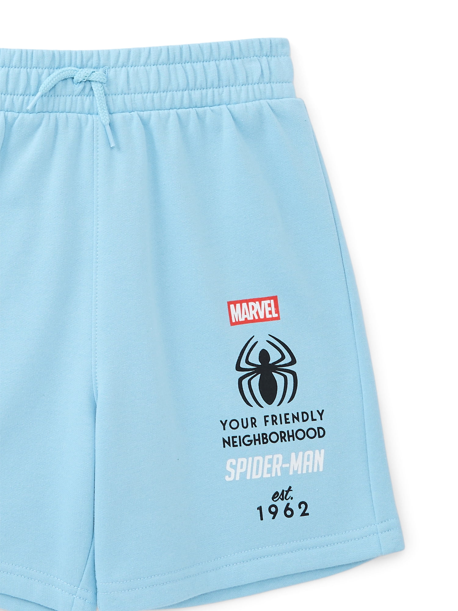 Marvel Spiderman Little Boys and Big Boys Short Sleeve Hoodie & Shorts 2pc Set, Sizes 4-16
