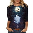 thumbnail image 2 of Yourumao Halloween Shirts for Women Plus Size Witch Printed 3/4 Sleeve Tops Crewneck Lightweight Graphic Tees for Fall Party, 2 of 5