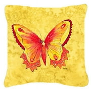 Carolines Treasures Butterfly On Yellow Indoor & Outdoor Fabric Decorative Pillow